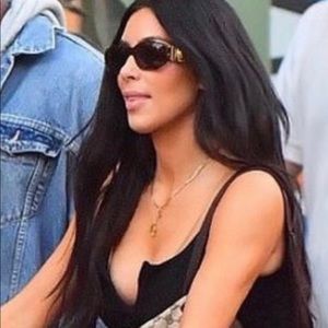 VERSACE UNISEX RECTANGULAR BROWN & GOLD SUNGLASSES SEEN ON KIM KARDASHIAN